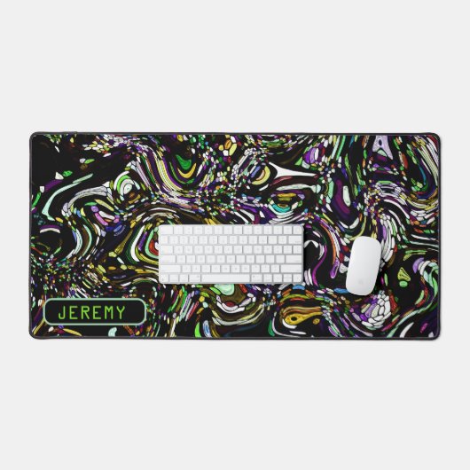 Hypnotische Swirk-Energie in grüner Schreibmatte Schreibtischunterlage (Tastatur & Maus)