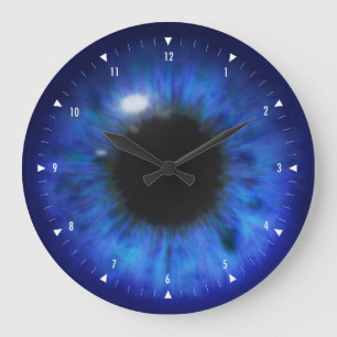 Hypnotische tiefe blaue Augen Große Wanduhr