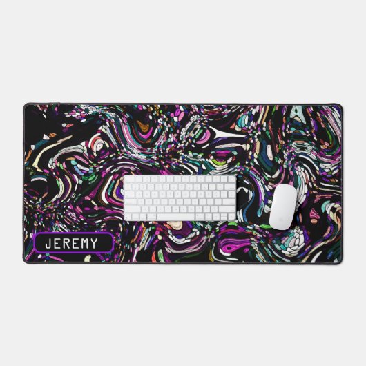 Hypnotische Wirbelenergie in Lila Schreibtischmatt Schreibtischunterlage (Tastatur & Maus)