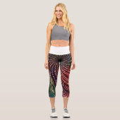 Hypnotischer 3D-Mandala-Strudel Capri Leggings (Vorderseite)