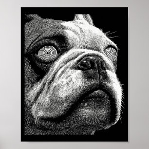 Hypnotischer britischer Bulldogge seltsame Augen W Poster