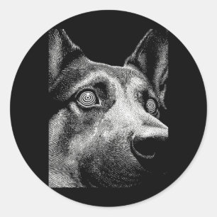 Hypnotischer Deutscher Schäferhund Seltsame Augen Runder Aufkleber