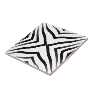 Hypnotisches Zebrastreifenmuster mit spitzen Strei Fliese