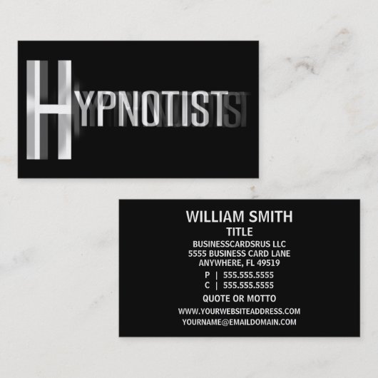 Hypnotise Blurry Word Business Card Visitenkarte (Vorne/Hinten)