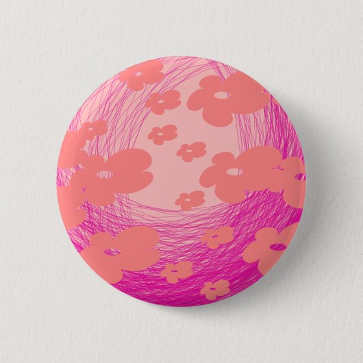 hypnotisierende rosa Blume Button (Vorderseite)