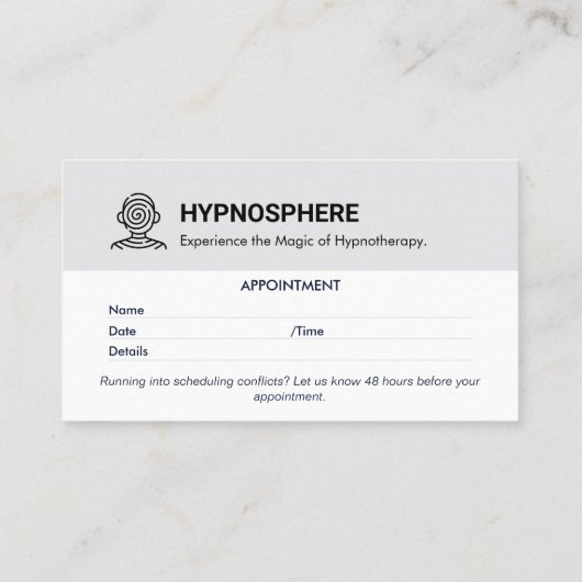 Hypnotist Clinic Business | Minimalistische Ernenn Visitenkarte (Rückseite)