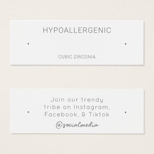 Hypoallergene Schmuckkarte (Vorne & Hinten)