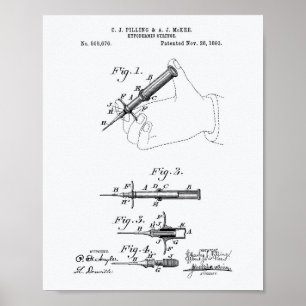Hypodermische Spritze 1893 Weißbuch zum Thema Pate Poster