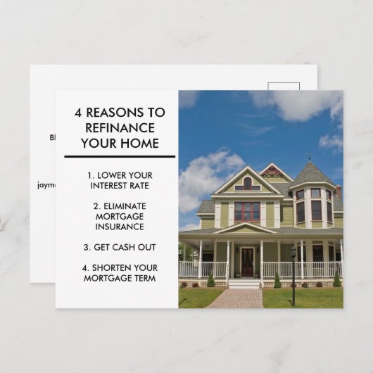 Hypothekengesellschaft Zuhause Refinanzierung Grün Postkarte (Vorne/Hinten)