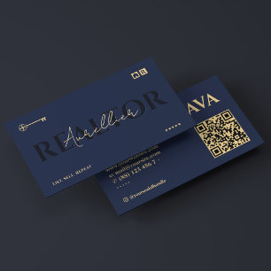 Hypothekenmakler Realtor Key Elegante Dark Blue Visitenkarte