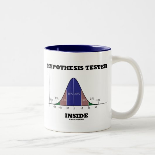 Hypothese Tester Inside (Bell Curve Spaß) Zweifarbige Tasse (Rechts)