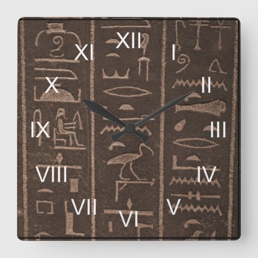 Hyroglifics Quadratische Wanduhr (Vorderseite)
