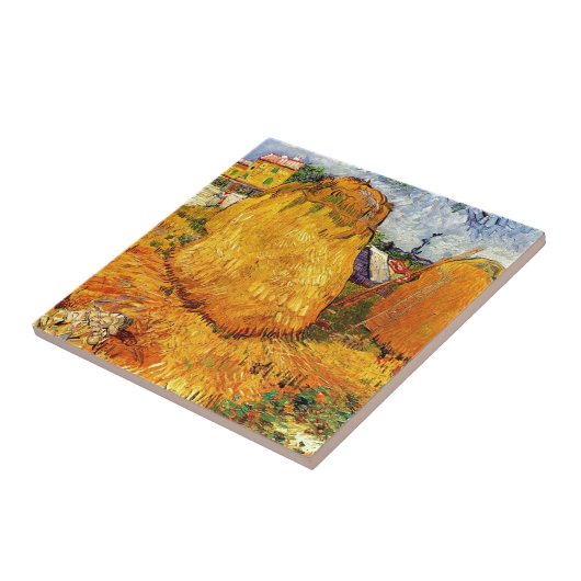 Hystacks in der Provence von Van Gogh. Fliese (Seite)