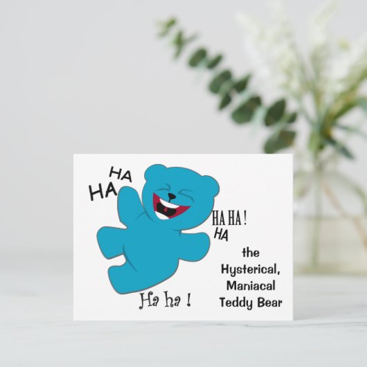 Hysterischer, ManiacalTeddy-Bär Postkarte (Stehend Vorderseite)