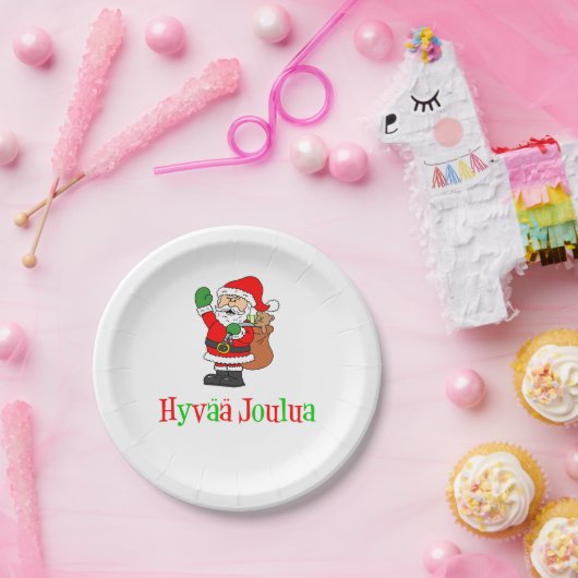 Hyvaa Joulua Finnische Weihnachtsfeier Weihnachten Pappteller (Party)