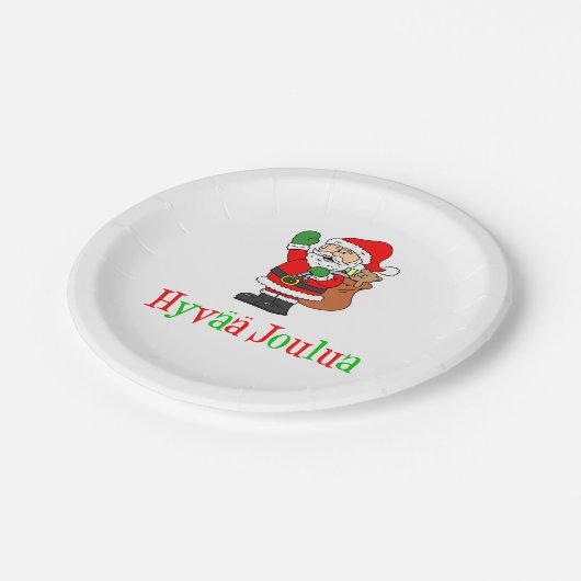 Hyvaa Joulua Finnische Weihnachtsfeier Weihnachten Pappteller (Schrägansicht)