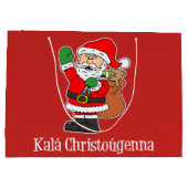Hyvaa Joulua Finnischer Weihnachtsmann (RED) Große Geschenktüte (Rückseite)