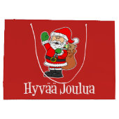 Hyvaa Joulua Finnischer Weihnachtsmann (RED) Große Geschenktüte (Rückseite)