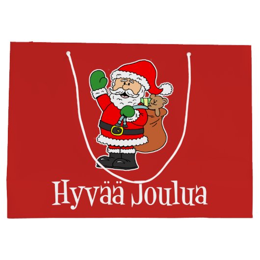 Hyvaa Joulua Finnischer Weihnachtsmann (RED) Große Geschenktüte (Rückseite)