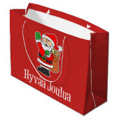 Hyvaa Joulua Finnischer Weihnachtsmann (RED) Große Geschenktüte (Rückseite Schrägansicht)