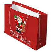 Hyvaa Joulua Finnischer Weihnachtsmann (RED) Große Geschenktüte (Vorderseite Schrägansicht)