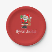 Hyvaa Joulua Finnischer Weihnachtsmann (RED) Pappteller (Vorderseite)