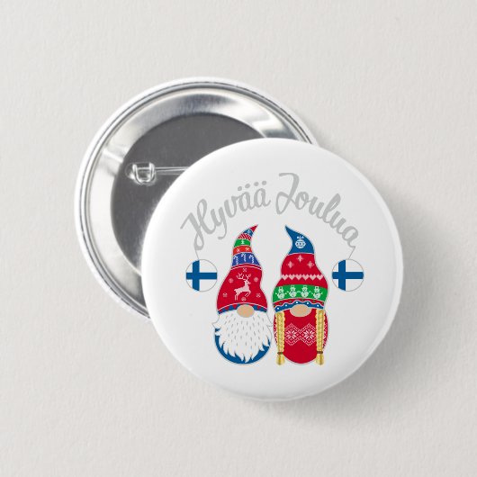 Hyvaa joulua finnish fröhliche Weihnachtsfeiertage Button (Vorne & Hinten)