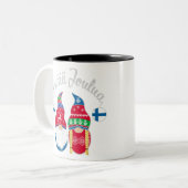 Hyvaa joulua finnish fröhliche Weihnachtsfeiertage Zweifarbige Tasse (Vorderseite Links)