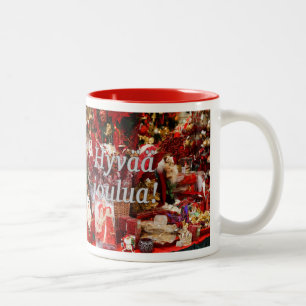 Hyvää joulua! Frohe Weihnachten im Finnischen WF Zweifarbige Tasse