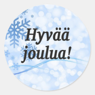 Hyvää joulua! Frohe Weihnachten in finnischem BF Runder Aufkleber