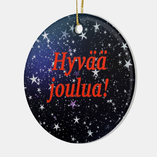 Hyvää joulua! Frohe Weihnachten in finnischem Rf Keramikornament (Links)
