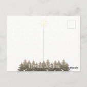Hyvää Joulua Gold Starry Night Schneefall Bäume Postkarte (Rückseite)