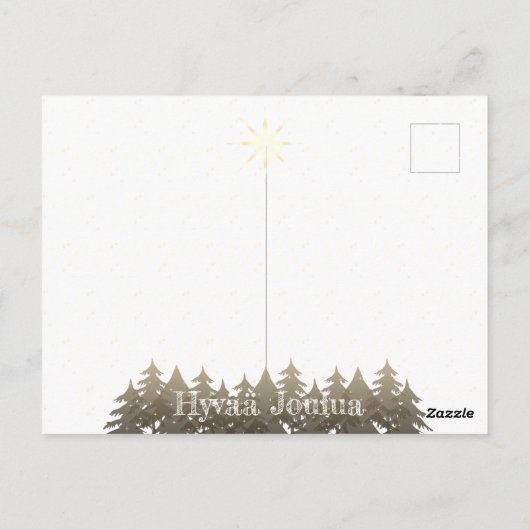 Hyvää Joulua Gold Starry Night Schneefall Bäume Postkarte (Rückseite)