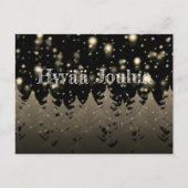 Hyvää Joulua Gold Starry Night Schneefall Bäume Postkarte (Vorderseite)