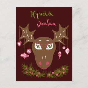 Hyvää Joulua niedlicher Weihnachtsmuh mit Ziergege Postkarte