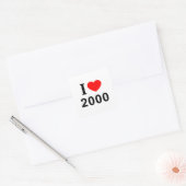 I ❤️ 2000 I LIEBE 2000 I HEART 2000 QUADRATISCHER AUFKLEBER (Umschlag)