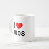 I ❤️ 2008 I LIEBE 2008 I HEART 2008 KAFFEETASSE (Vorderseite Links)