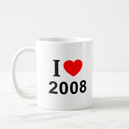 I ❤️ 2008 I LIEBE 2008 I HEART 2008 KAFFEETASSE (Links)