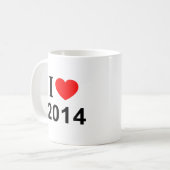 I ❤️ 2014 I LIEBE 2014 I HEART 2014 Tasse (Vorderseite Links)