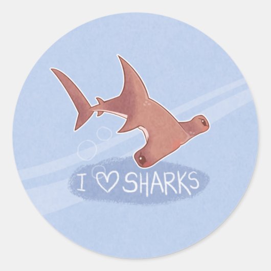I <3 Haie: Hammerhead Runder Aufkleber (Vorderseite)