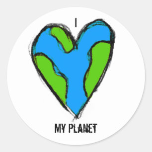 I <3 mein Planeten-Aufkleber Runder Aufkleber