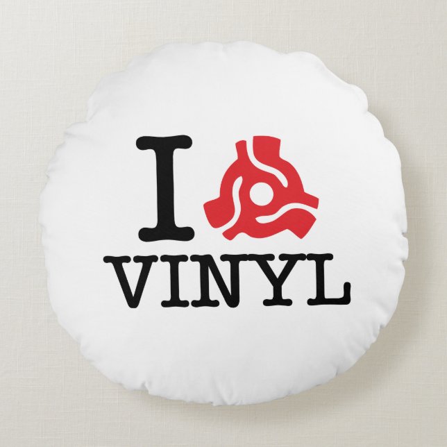I 45 Adapter Vinyl Rundes Kissen (Vorderseite)