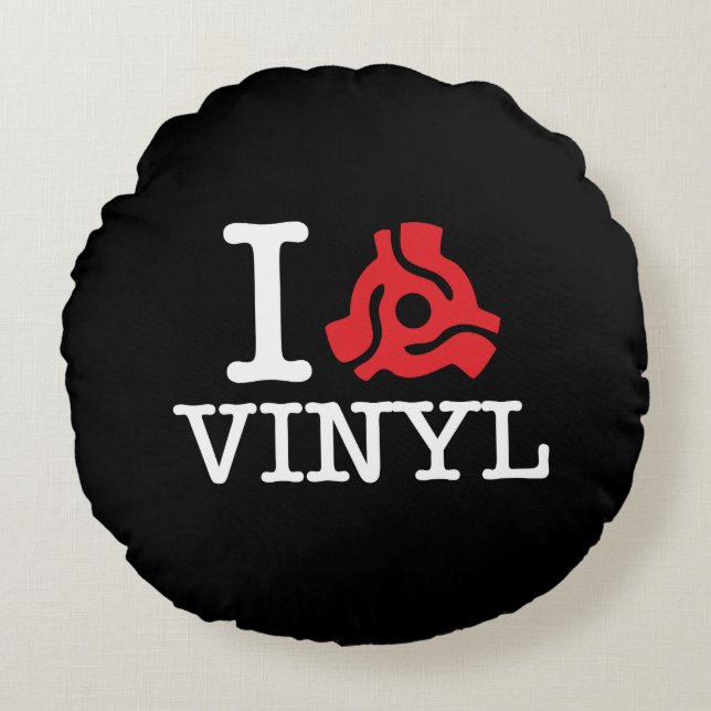 I 45 Adapter Vinyl Rundes Kissen (Vorderseite)