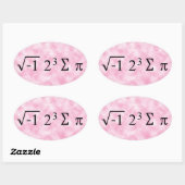 i 8 sum pi Schwarzer Text auf rosa Oval Aufkleber (Blatt)