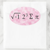 i 8 sum pi Schwarzer Text auf rosa Oval Aufkleber (Tasche)