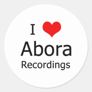 ♥ I Abora Aufnahme-runder Aufkleber (großes Wei