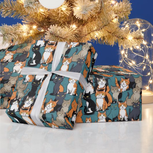 I Absolute Liebe Katzen Geschenkpapier (Feiertage)
