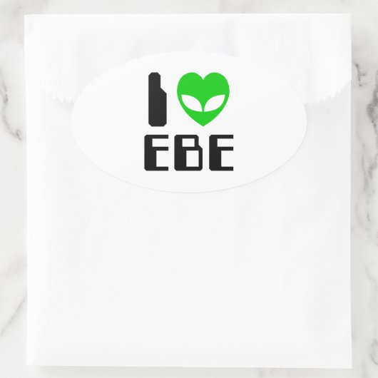 I Alien Heart EBE Ovaler Aufkleber (Tasche)