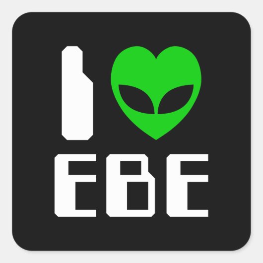 I Alien Heart EBE Quadratischer Aufkleber (Vorderseite)
