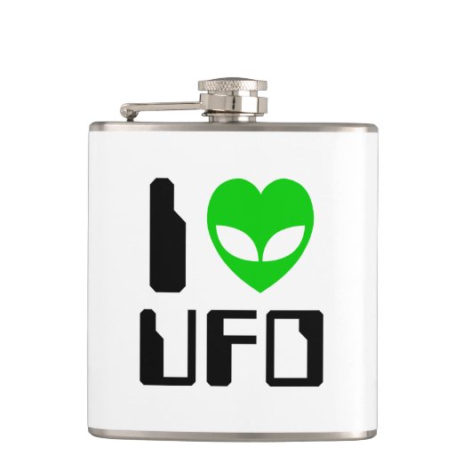 I Alien Heart UFO Flachmann (Vorderseite)